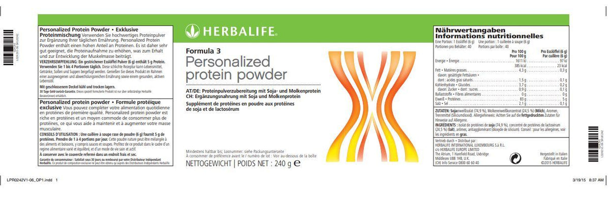 HERBALIFE - Formula 3 - Personalized Protein Powder 240g