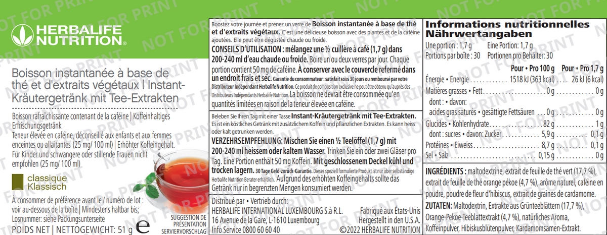 Herbalife Tee – Instant-Kräutergetränk mit Koffein (Thermojetics)