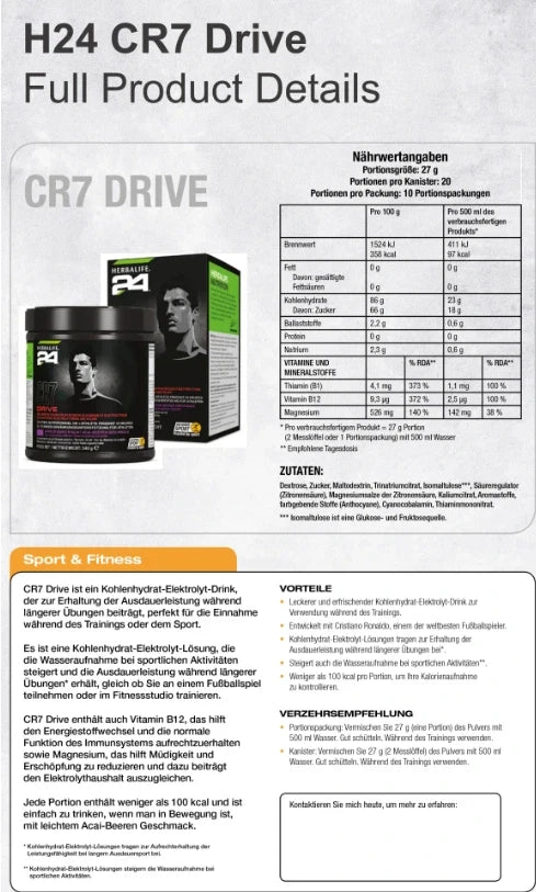 Herbalife24 CR7 Drive – 10 Portionsbeutel (Sachets)