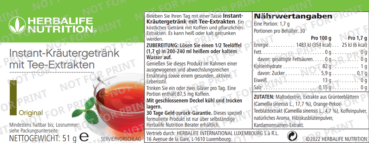 Herbalife Tee – Instant-Kräutergetränk mit Koffein (Thermojetics)